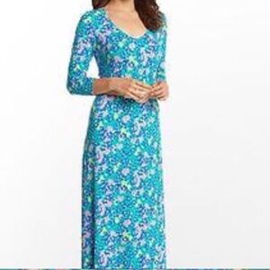 Lilly Pulitzer Amelia Tiered Maxi Dressi... Floral Blue Maxi Dress Size L